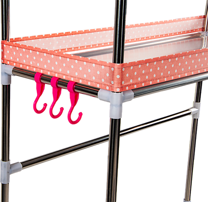 HOGAN 3 TIER RACK PORTABLE LAUNDRY STAND UNIT ORGANIZER - SILVER AND WHITE