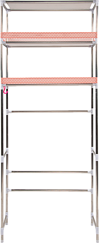 HOGAN 3 TIER RACK PORTABLE LAUNDRY STAND UNIT ORGANIZER - SILVER AND WHITE