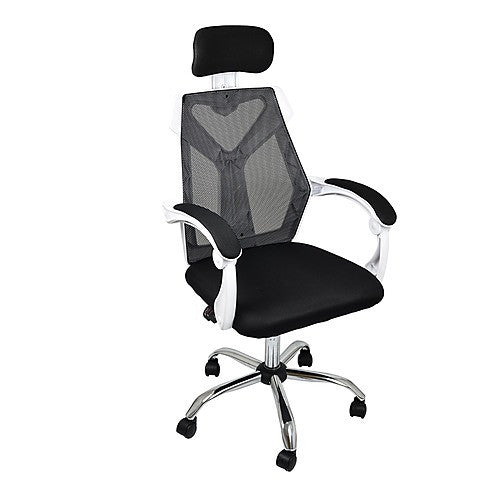 KAEPER GAMING COMPUTER CHAIR MESH BACK FOAM SEAT - WHITE/BLACK