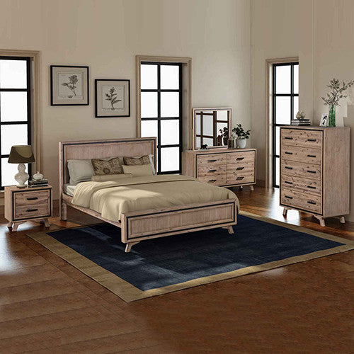 Rittenhouse King 3 Piece (BEDSIDE) Bedroom Suite - Silver Brushed