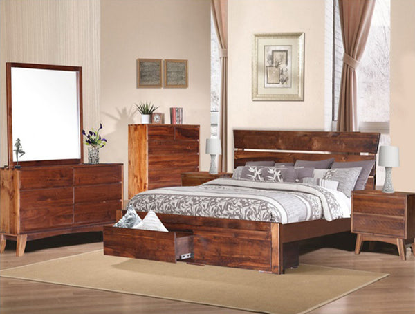EUREKA KING 5 PIECE (DRESSER) BEDROOM SUITE (MODEL-16-9-14-14-1-3-12-5 ) - HAZELNUT