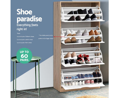 STEFAN SHOE CABINET STORAGE  RACKS WITH 4 COMPARTMENTS -  TWO TONE
