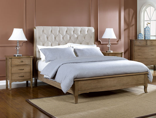 AELYNN (6202) KING 3 PIECE (BEDSIDE) BEDROOM SUITE WITH PADDED HEADBOARD - AS PICTURED