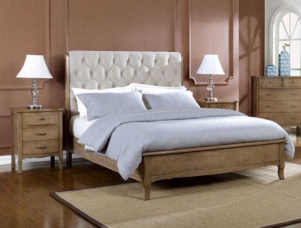 AELYNN (6202) KING 3 PIECE (BEDSIDE) BEDROOM SUITE WITH PADDED HEADBOARD - AS PICTURED
