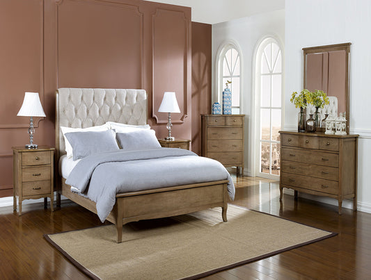 FAELYNN (6202) QUEEN 5 PIECE (DRESSER) BEDROOM SUITE WITH PADDED HEADBOARD - AS PICTURED