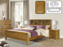 CLAYTON KING 3 PIECE (BEDSIDE) BEDROOM SUITE WITH BOOKCASE BEDHEAD - BRUSH BOX