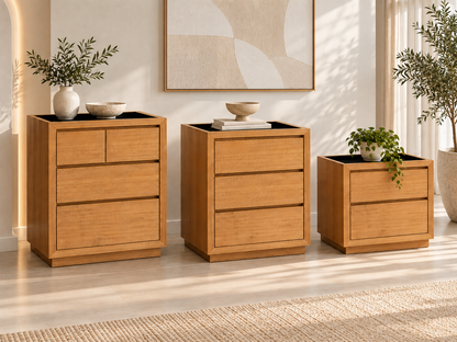 Morgan (AUSSIE MADE) Marble Top Bedside Table With Floating Base Collection - Tassie Oak Combination - Assorted Stained / Marble Colours