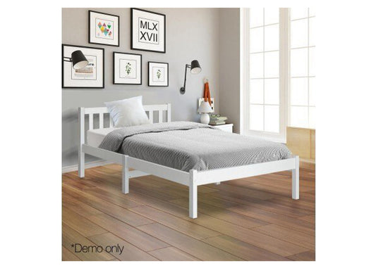 SINGLE CARTER TIMBER BED - WHITE