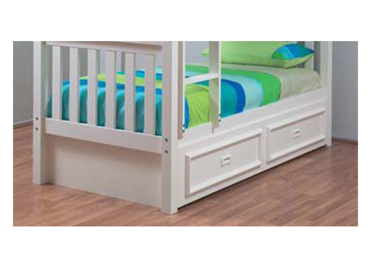 Single Teenage Trundle Bed Only (WITH MOULDED HANDLES) - Arctic White