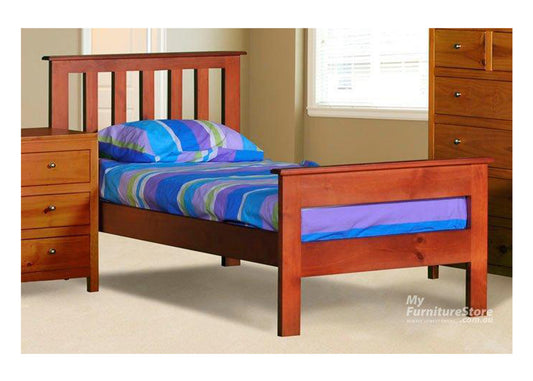 SINGLE FEDERATION (AUSSIE MADE) BED WITH 2 RAIL FOOT END - ASSORTED STAINED COLOURS