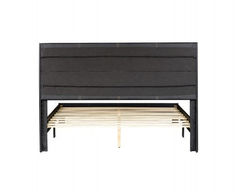 QUEEN  BALTIMORE LEATHERETTE UPHOLSTERED BED FRAME - LIGHT GREY