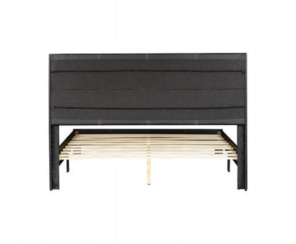 QUEEN  BALTIMORE LEATHERETTE UPHOLSTERED BED FRAME - LIGHT GREY