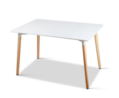 POLARIS DINING TABLE - 1200(W) x 800(D) - WHITE / BEECH LEGS