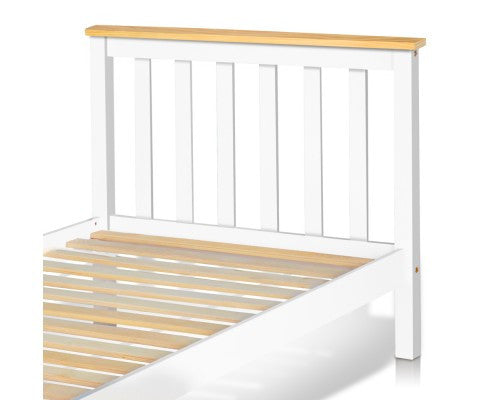 SINGLE LAWRENCE SOLID TIMBER BED FRAME - WHITE (TWO TONE)