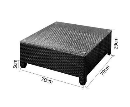 DOMINO 7 PCS BLACK WICKER RATTAN 6 SEATER OUTDOOR LOUNGE SET GREY