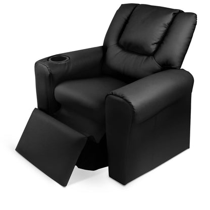 AMARIS  KIDS SINGLE LEATHERETTE RECLINER CHAIR (KID-RECLINER-BK) - BLACK