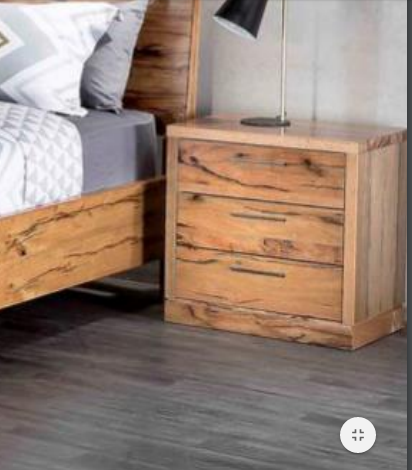 Atlanta Hardwood 3 Drawers Bedside Tables - (MODEL-1-19-20-9-14-1) - 589(H) X 580(W) X 420(D) - Natural