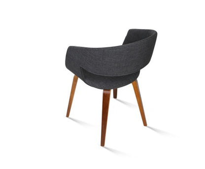 ABBIE SET OF 2 FABRIC UPHOLSTERED CHAIR  - CHARCOAL