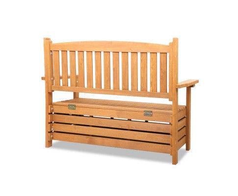 ZAIN 2  SEATER WOODEN OUTDOOR  STORAGE BENCH (1145W) - NATURAL
