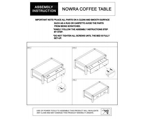 CANON 2 DRAWERS COFFEE TABLE - NATURAL FINISH