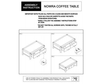 CANON 2 DRAWERS COFFEE TABLE - NATURAL FINISH