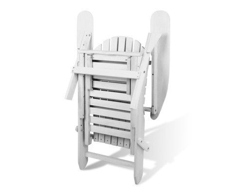 ORBITS  OUTDOOR WOODEN BEACH CHAIR WITH SLIDE-OUT FOOTSTOOL - WHITE