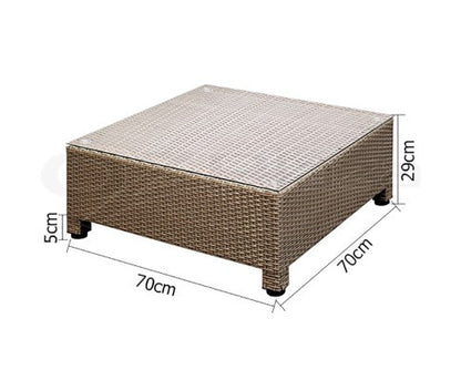DOMINO 7 PCS BROWN WICKER RATTAN 6 SEATER OUTDOOR LOUNGE SET BEIGE