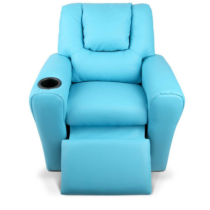 AMARIS  KIDS SINGLE LEATHERETTE RECLINER CHAIR (KID-RECLINER-BU) - BLUE