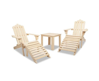 ORBITS 5 PIECE OUTDOOR WOODEN BEACH TABLE AND CHAIR SET - NATURAL