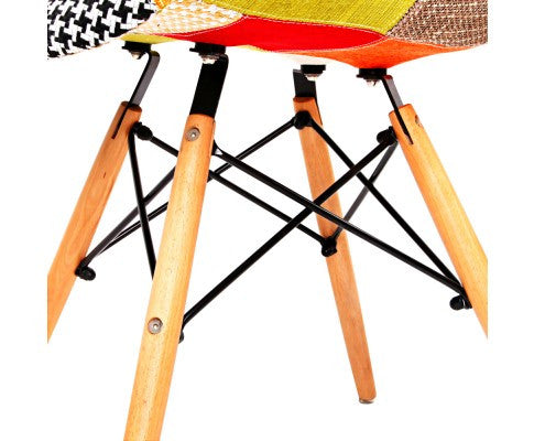 JAVIER SET OF 2 REPLICA OF EAMES ARMCHAIRS - MULTICOLOR FABRIC / BEECH