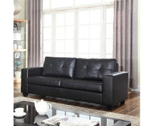 NIKKI 3 SEATER LEATHERETTE  LOUNGE  - BLACK
