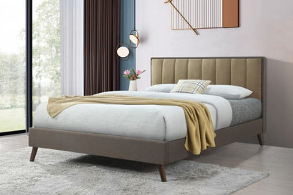 DOUBLE RENEE FABRIC BED - BROWN