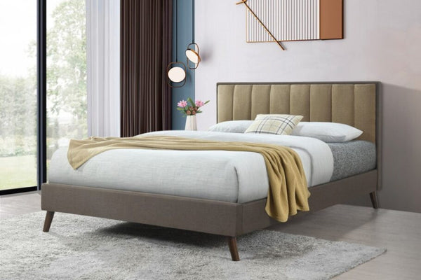 DOUBLE RENEE FABRIC BED - BROWN