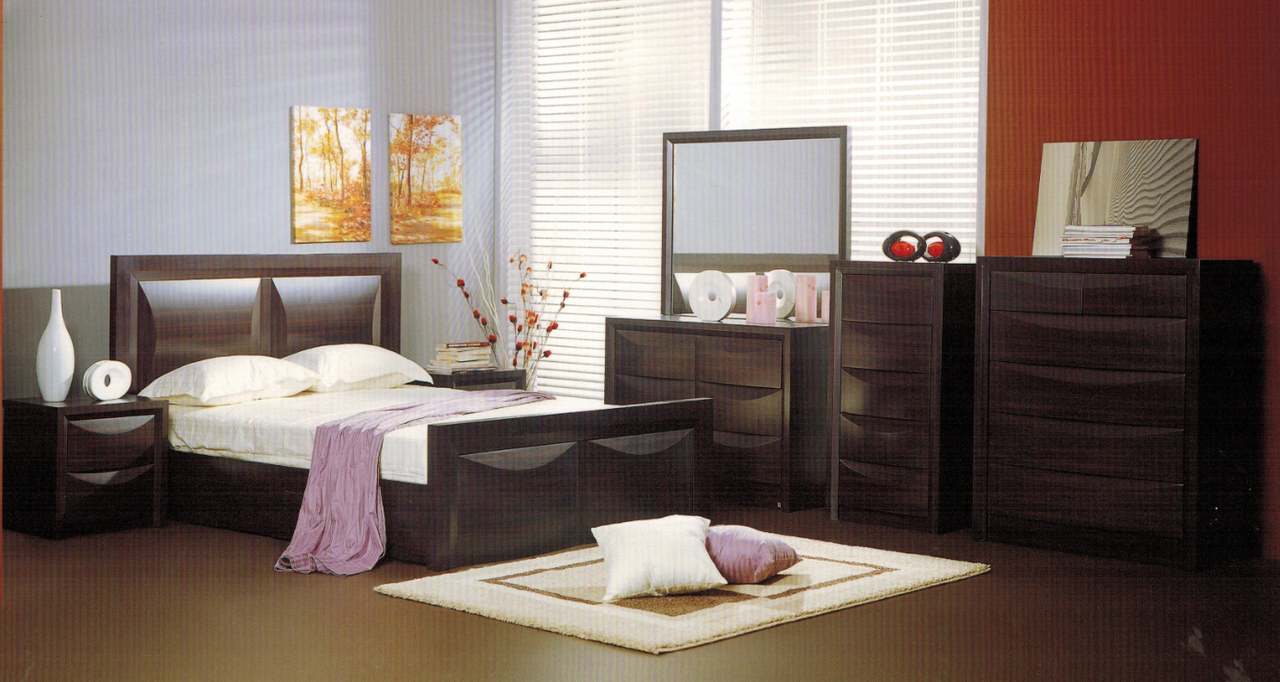 Evita Double Or Queen 6 Piece (THE LOT) Bedroom Suite -walnut