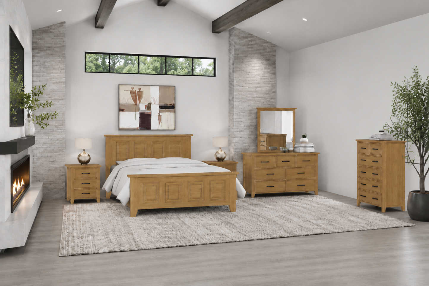 King Sydneyside (AUSSIE MADE) 6 Piece (THE LOT) Bedroom Suite - Tassie Oak Combination - Assorted Colours