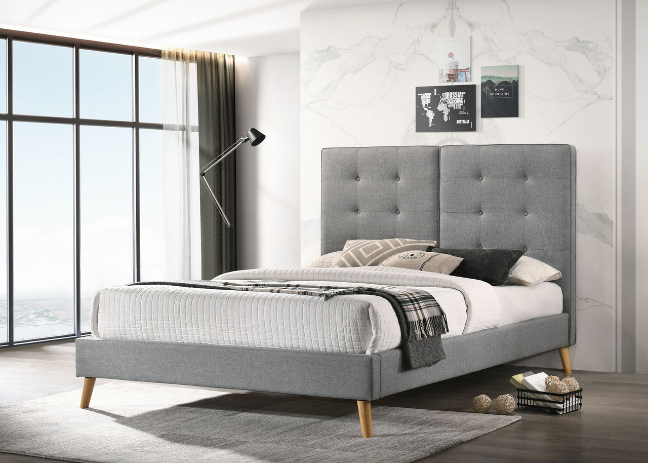 QUEEN MARILYN LINEN FABRIC BED - GREY