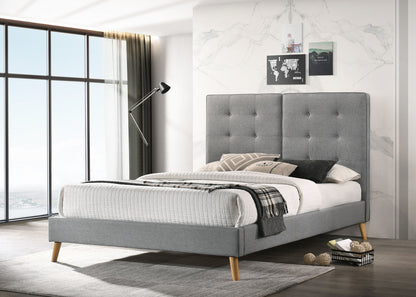 QUEEN MARILYN LINEN FABRIC BED - GREY