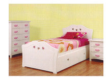 KING SINGLE HEART BED FRAME WITH TRUNDLE - SNOW