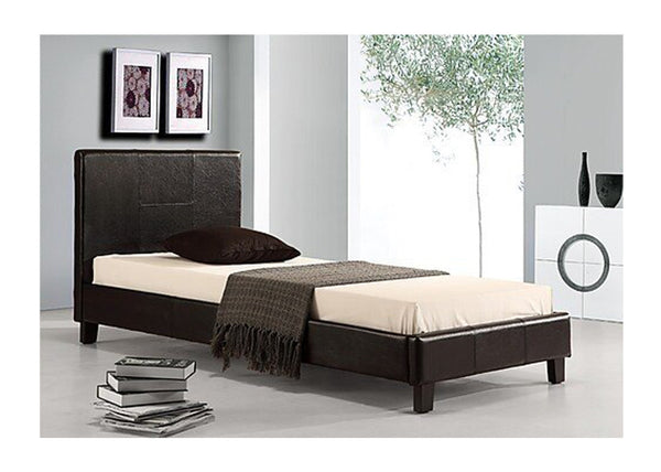 SINGLE MADRID LEATHERETTE BED FRAME - BLACK