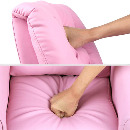 AMARIS  KIDS SINGLE LEATHERETTE RECLINER CHAIR (KID-RECLINER-PK) - PINK