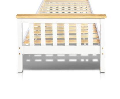 SINGLE LAWRENCE SOLID TIMBER BED FRAME - WHITE (TWO TONE)