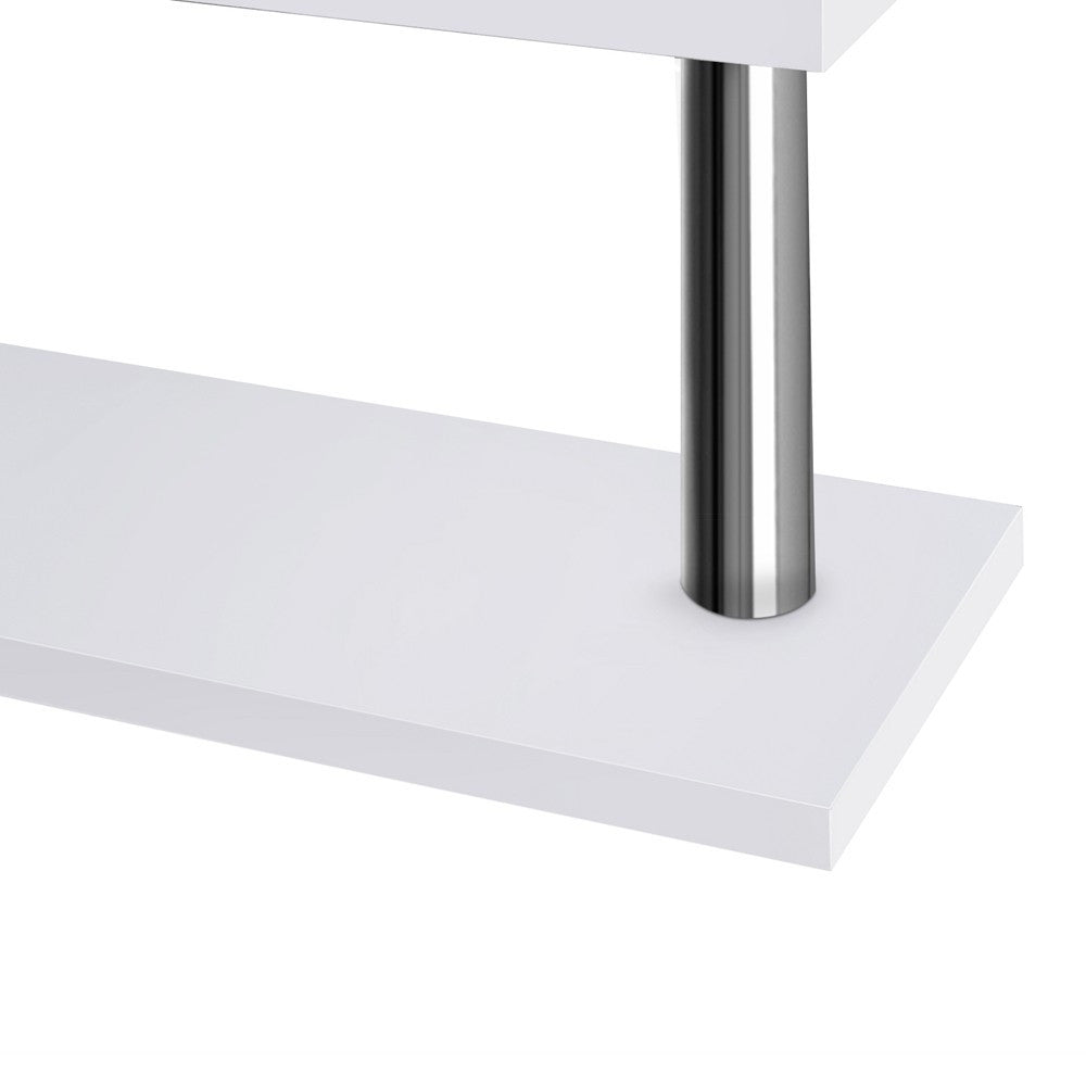 MAYA OFFICE COMPUTER  CORNER DESK DESK TABLE WITH BOOKSHELF  (DESK-SWIVEL-352WH-AB) - WHITE