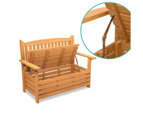 ZAIN 2  SEATER WOODEN OUTDOOR  STORAGE BENCH (1145W) - NATURAL