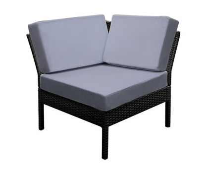 NIEL STACKABLE 6 PCS BLACK WICKER RATTAN 5 SEATER OUTDOOR LOUNGE SET GREY