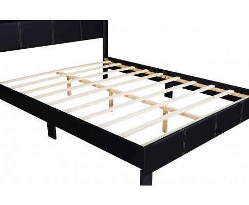 QUEEN  BALTIMORE LEATHERETTE UPHOLSTERED BED FRAME - LIGHT GREY
