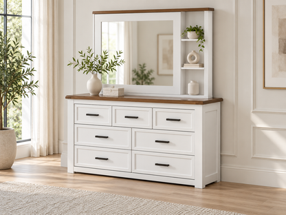 Epcot (AUSSIE MADE) 7 Drawer Dressing Table With Sliding Mirror - 900/1900(H) X 1500(W) X 450(D) - Assorted Painted Colours