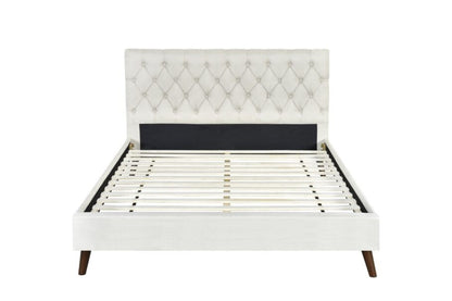 DOUBLE SPENCER FABRIC BED - CREAM