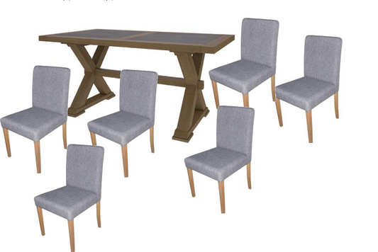 COTTAGE BILLABONG  9  PIECE DINING SUITE - 2100(W) X 1000(D)- COLOUR AS PICTURED