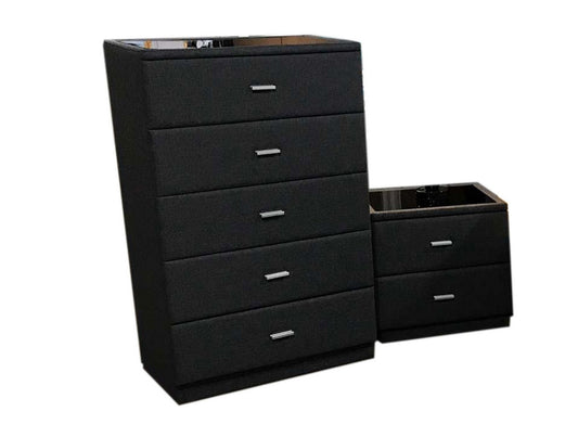 Lilianna (8016) Fabric 5 Drawer Tallboy Only - As Pictured
