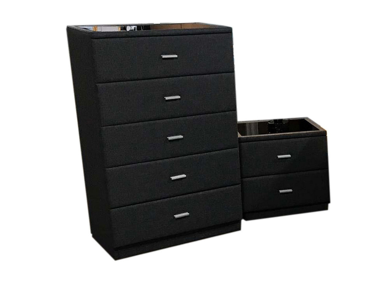 Lilianna (8016) Fabric 2 Drawer Bedside Table Only - As Pictured